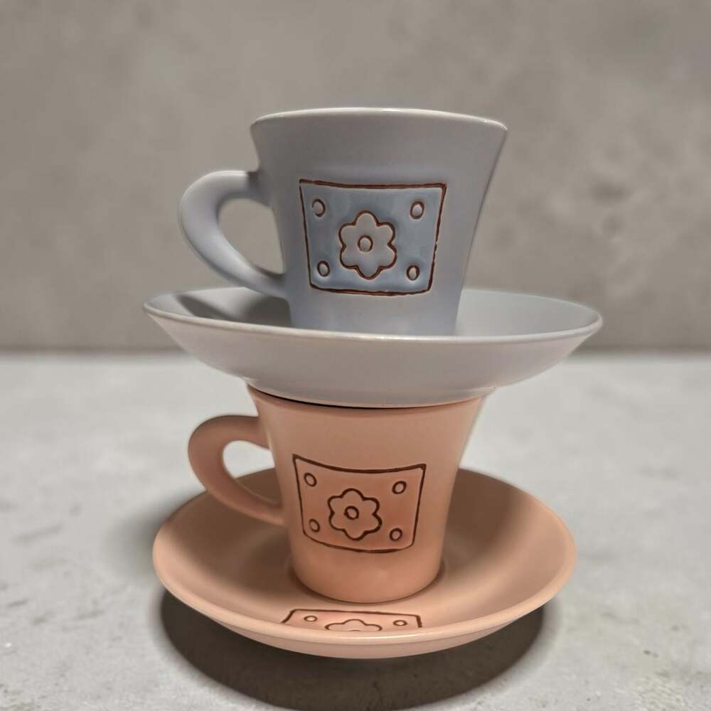 Pair of Espresso Cups with Saucers, Alexander Collection style